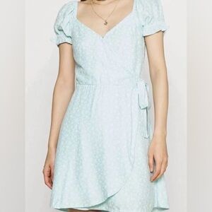 Hollister blue floral wrap dress